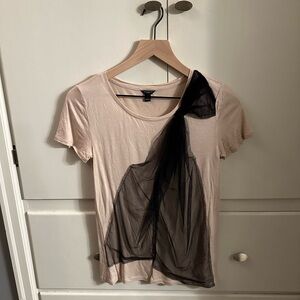 Ann Taylor Cream and Black Short Sleeve Top
